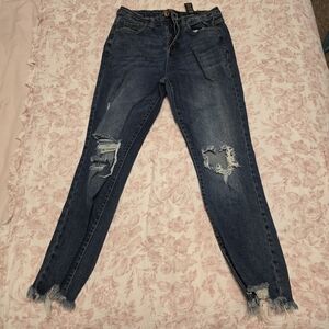 Kendall & Kylie Dark Blue Distressed Skinny Jeans